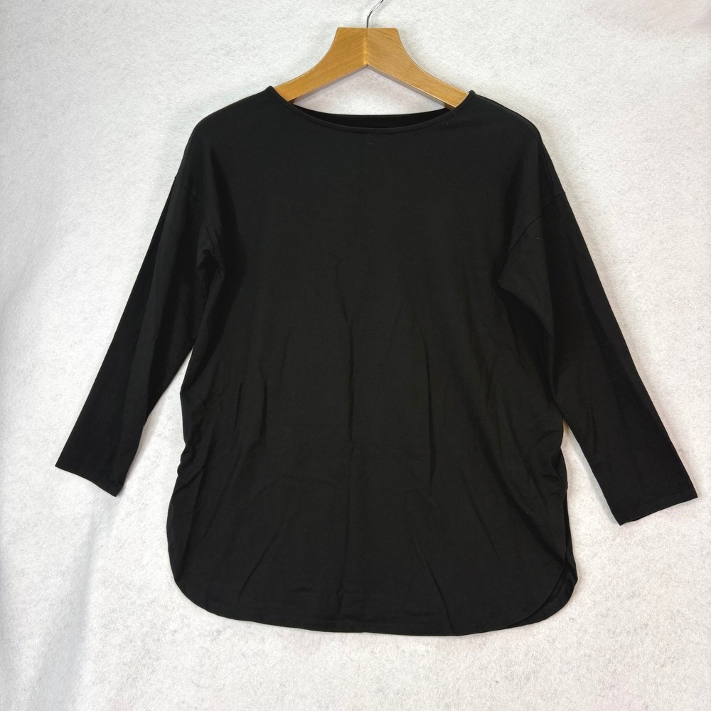 J. Jill Black Luxe Supima 3/4 Sleeve Tunic Top Women Mp Minimalist Capsule Basic
